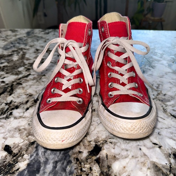Converse All Star Red Canvas High-Tops - Picture 2 of 4